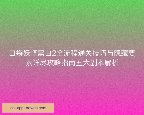 口袋妖怪黑白2全流程通关技巧与隐藏要素详尽攻略指南五大副本解析